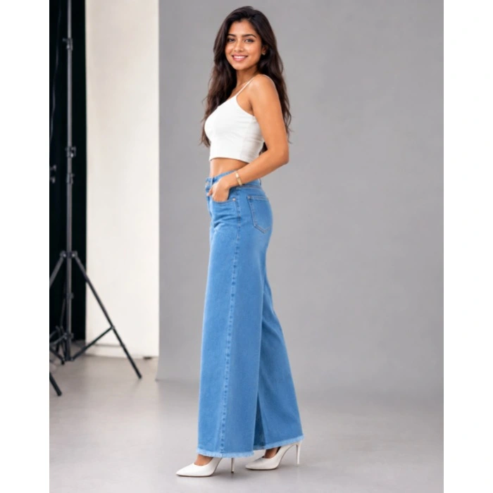 Non Stretch Wide Leg Hem Open Denim
